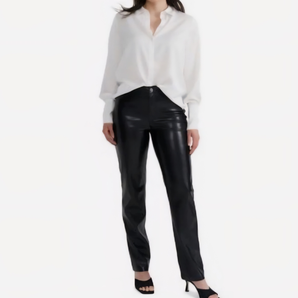 Joie Black Faux Leather Straight Leg, Mid Rise Limited Edition Pants Sz 4
